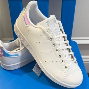 Adidas White Sneakers with Holographic Accents Brand New size 5.5